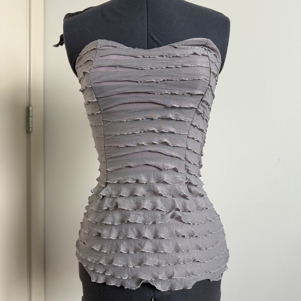 Vintage Charlotte Russe Stretch Knit Layered Lettuce Hem Tube Top‎ Size XS